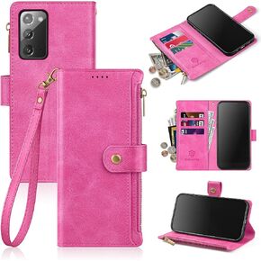 Antsturdy Compatible with Samsung Galaxy Note 20 5G Wallet case with Card Holder for Women Men Phone case RFID Blocking PU Leather Flip Shockproof Cover with Strap Zipper Credit Card Slots,Wine Red in Saudi Arabia