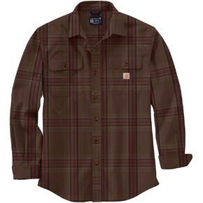 قميص Carhartt الرجالي 105947 فضفاض الوزن ثقيل الوزن منقوش بأكمام طويلة