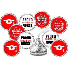 216 Nurse Graduation Party Kisses Stickers Labels, RN LPN LVN NP Nursing Medical School Grad Party Decorations. Candy NOT Included