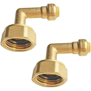 HQMPC Pushfit 90 Degree Dishwasher Elbow, 1/4 Inch x 3/4 Inch 6Pcs Female Hose Thread No Lead Brass Fittings Push to Connect PEX, Copper, CPVC, PE-RT …