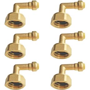 HQMPC Pushfit 90 درجة كوع غسالة الأطباق، 1/4 بوصة × 3/4 بوصة 6 قطع خرطوم أنثى لا توجد تركيبات نحاسية من الرصاص تدفع لتوصيل PEX، النحاس، CPVC، PE-RT... in Kuwait