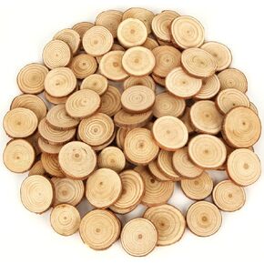 200 قطعة من شرائح الخشب الطبيعي للحرف اليدوية، 0.6-1.5 بوصة، جولات خشبية صغيرة، أقراص خشبية صغيرة مع لحاء للحرف الخشبية، زينة الزفاف DIY in Kuwait