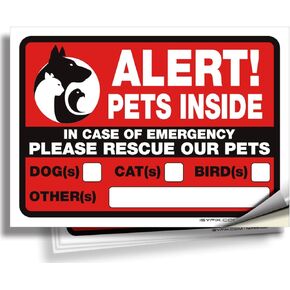 iSYFIX Alert Pets Inside Signs Stickers – 4 Pack 7x5 Inch – Premium Self-Adhesive Vinyl, Laminated for Ultimate UV, Weather, Scratch, Water and Fade Resistance, Indoor and Outdoor