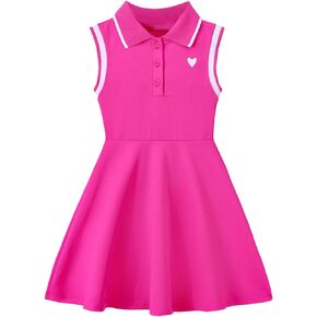 Verdusa Girl's Heart Print Sleeveless Collar Neck Button Front High Waist Flared A Line Dress