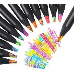 TINNIVI 12 Colors Rainbow Pencils for Kids Adults, Rainbow Colored Pencil Art Supplies for Girls Boys, Black Wooden Multi Colored Pencils Bulk for Coloring Drawing Sketching, Pre-sharpened