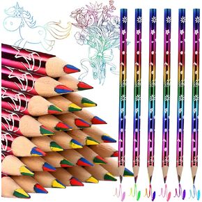 30pcs Rainbow Colored Pencils, 4 Colors in 1 Rainbow Pencils for Kids, Coloring Pencils, Party Favor Bags, Art Supplies for Drawing, Coloring, Sketching, Unsharpened