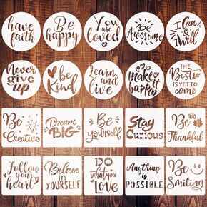 2.5 inch Inspirational Word Stencils, 20 PCS Motivational Stencils Reusable Mylar Template Inspirational Quotes Stencils for Painting on Wood Wall Home Decor