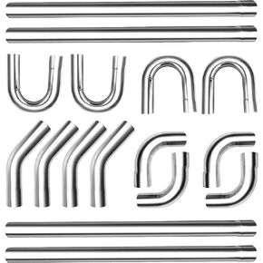 KAX 2" Exhaust Tubing Pipe Kit,DIY Custom Exhaust Pipe Kit, Stainless steel Mandrel Bend Pipe Straight and U-Bend Kit,8 Exhaust Pipe Kit, Universal Fit