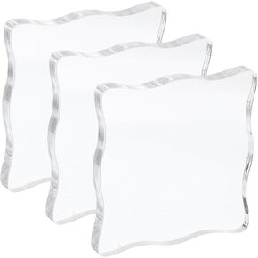 PATIKIL Acrylic Stamp Block, 3 Pack Stamping Block Wavy Clear Decorative Mounting Blocks Set for Scrapbooking DIY Crafts Card Making, 2x2