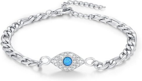 سوار عين الشر الأزرق S925 من الفضة الإسترليني الأزرق أوبال عين الشر قابل للتعديل سوار عين الشر هدية مجوهرات للنساء in Kuwait