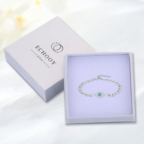 سوار عين الشر الأزرق S925 من الفضة الإسترليني الأزرق أوبال عين الشر قابل للتعديل سوار عين الشر هدية مجوهرات للنساء in Kuwait