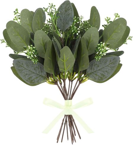 Jeffdad 12 Pcs Eucalyptus Stems Leaves Mixed, Artificial Eucalyptus Branches for Vases, Faux Silver Dollar Eucalyptus Stems for Garland Bouquets Arrangement Greenery Decoration(Eucalyptus Only) in Saudi Arabia