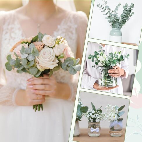Jeffdad 12 Pcs Eucalyptus Stems Leaves Mixed, Artificial Eucalyptus Branches for Vases, Faux Silver Dollar Eucalyptus Stems for Garland Bouquets Arrangement Greenery Decoration(Eucalyptus Only) in Saudi Arabia