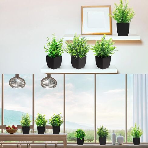 Small Fake Plants Mini Artificial Potted Plants Indoor Plastic Artificial Plants Aesthetic Eucalyptus Greenery Decor for Office Shelves Living Room Bathroom Bedroom (Vibrant Style, 10 Packs) in Saudi Arabia