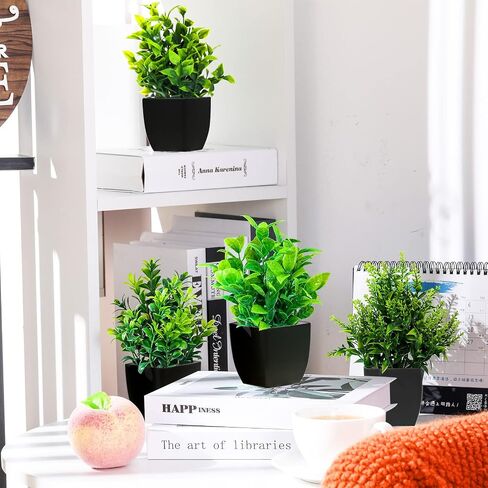 Small Fake Plants Mini Artificial Potted Plants Indoor Plastic Artificial Plants Aesthetic Eucalyptus Greenery Decor for Office Shelves Living Room Bathroom Bedroom (Vibrant Style, 10 Packs) in Saudi Arabia