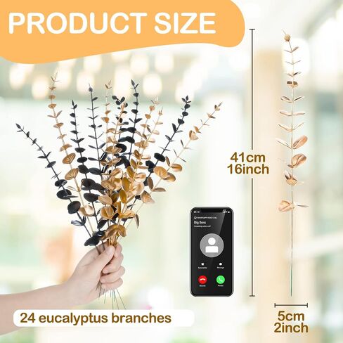 Yinder 24 Pcs Eucalyptus Stems Artificial Faux Eucalyptus Branches Stems Fake Leaf Stem Christmas Decor Plants for Halloween Party Wedding Flower Home Farmhouse Decor (Bright Color) in Saudi Arabia