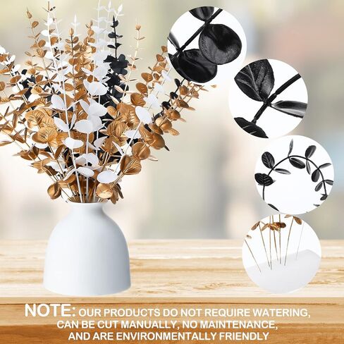 Yinder 24 Pcs Eucalyptus Stems Artificial Faux Eucalyptus Branches Stems Fake Leaf Stem Christmas Decor Plants for Halloween Party Wedding Flower Home Farmhouse Decor (Bright Color) in Saudi Arabia