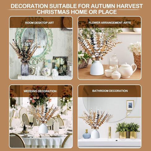 Yinder 24 Pcs Eucalyptus Stems Artificial Faux Eucalyptus Branches Stems Fake Leaf Stem Christmas Decor Plants for Halloween Party Wedding Flower Home Farmhouse Decor (Bright Color) in Saudi Arabia