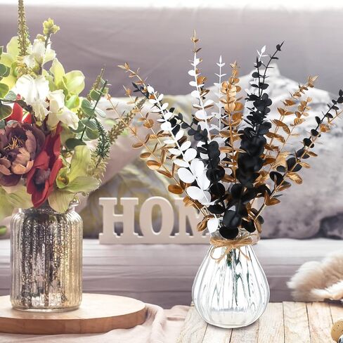 Yinder 24 Pcs Eucalyptus Stems Artificial Faux Eucalyptus Branches Stems Fake Leaf Stem Christmas Decor Plants for Halloween Party Wedding Flower Home Farmhouse Decor (Bright Color) in Saudi Arabia