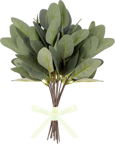 Jeffdad 12 Pcs Eucalyptus Stems Leaves Mixed, Artificial Eucalyptus Branches for Vases, Faux Silver Dollar Eucalyptus Stems for Garland Bouquets Arrangement Greenery Decoration(Eucalyptus Only) in Saudi Arabia