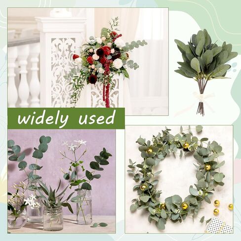 Jeffdad 12 Pcs Eucalyptus Stems Leaves Mixed, Artificial Eucalyptus Branches for Vases, Faux Silver Dollar Eucalyptus Stems for Garland Bouquets Arrangement Greenery Decoration(Eucalyptus Only) in Saudi Arabia