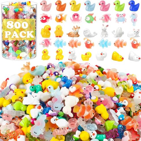 800 Pcs Mini Resin Animals Figures Bulk Miniature Toys Garden Accessories for Pranks Hide Party Gift Duck Tiny Resin Toys for Crafts Micro Landscape Plant Pots Dollhouse(Classic) in Saudi Arabia
