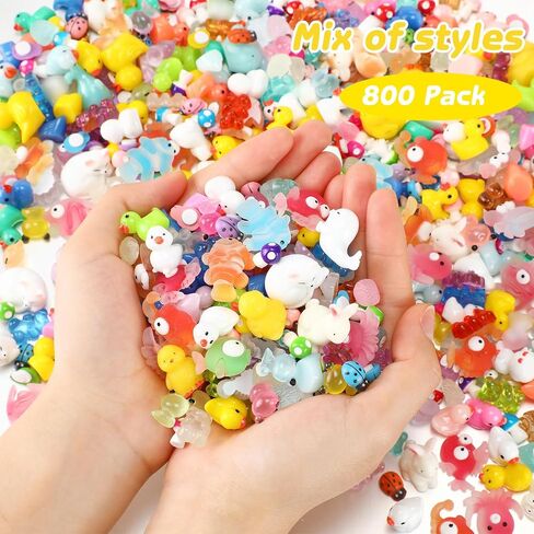 800 Pcs Mini Resin Animals Figures Bulk Miniature Toys Garden Accessories for Pranks Hide Party Gift Duck Tiny Resin Toys for Crafts Micro Landscape Plant Pots Dollhouse(Classic) in Saudi Arabia