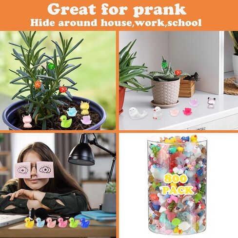 800 Pcs Mini Resin Animals Figures Bulk Miniature Toys Garden Accessories for Pranks Hide Party Gift Duck Tiny Resin Toys for Crafts Micro Landscape Plant Pots Dollhouse(Classic) in Saudi Arabia