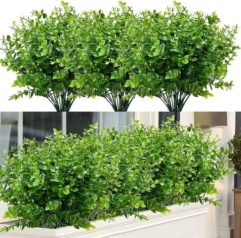 Artificial Flowers Outdoor UV Resistant, Faux Fake Plants Plastic Flowers Bushes Shrubs Artificial Greenery Home Porch Stems Outside Window Box Decor (White, 12 Bundles) in Saudi Arabia