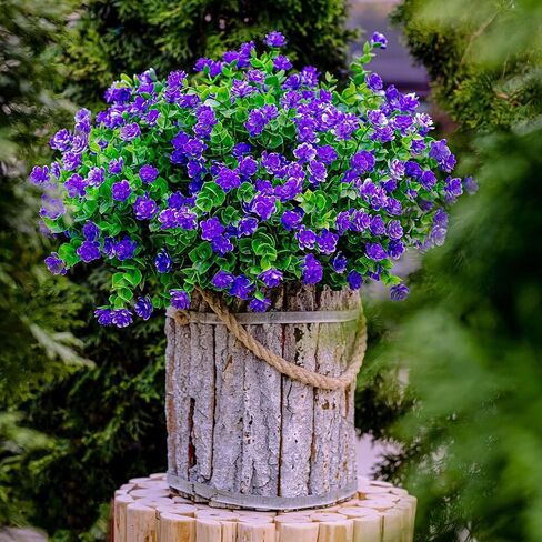 Artificial Flowers Outdoor UV Resistant, Faux Fake Plants Plastic Flowers Bushes Shrubs Artificial Greenery Home Porch Stems Outside Window Box Decor (White, 12 Bundles) in Saudi Arabia