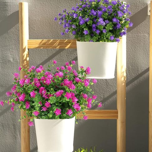 Artificial Flowers Outdoor UV Resistant, Faux Fake Plants Plastic Flowers Bushes Shrubs Artificial Greenery Home Porch Stems Outside Window Box Decor (White, 12 Bundles) in Saudi Arabia