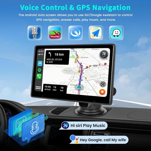 Roinvou Newest Portable Wireless Carplay Stereo with Built-in YouTube, 10.1" IPS Touch Screen Android Auto Screen Support Backup Camera, Mirror Link, Bluetooth, AUX/TF/USB Input, FM Transmitter in Saudi Arabia