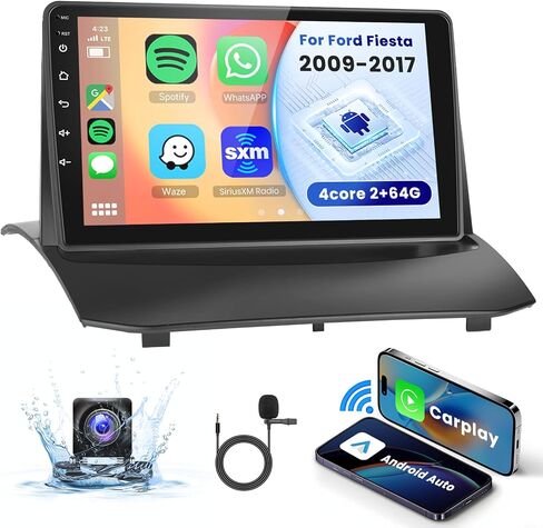 【2G+64G】 for Ford Fiesta 2009-2017 Android Car Radio Stereo, Wireless Carplay Android Auto 9"Touch Screen Bluetooth Car Audio Receiver Support GPS WiFi Backup Camera FM/RDS HiFi SWC in Saudi Arabia