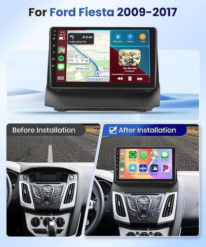 【2G+64G】 for Ford Fiesta 2009-2017 Android Car Radio Stereo, Wireless Carplay Android Auto 9"Touch Screen Bluetooth Car Audio Receiver Support GPS WiFi Backup Camera FM/RDS HiFi SWC in Saudi Arabia