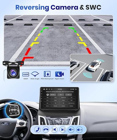 【2G+64G】 for Ford Fiesta 2009-2017 Android Car Radio Stereo, Wireless Carplay Android Auto 9"Touch Screen Bluetooth Car Audio Receiver Support GPS WiFi Backup Camera FM/RDS HiFi SWC in Saudi Arabia