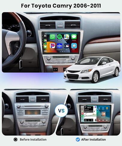 8 Core 2G+64G Car Radio for Toyota Camry 2006 2007 2008 2009 2010 2011, Wireless Apple Carplay Android Auto Car Stereo, 10.1" IPS Touchscreen with WiFi, GPS, Bluetooth,FM/RDS, 32EQ DSP, Rear Camera in Saudi Arabia