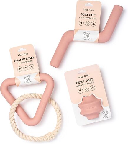 Wild One Dog Small Toy Kit for Average Chewers, Durable for Small Breeds, 100% Natural, Fetch, Tug, Chew Tan (Set of 3 Toys) in Saudi Arabia