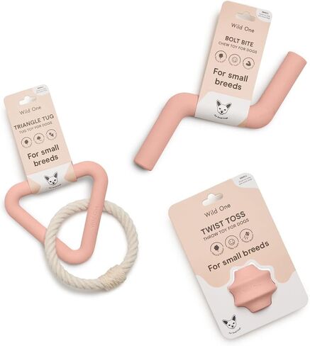 Wild One Dog Small Toy Kit for Average Chewers, Durable for Small Breeds, 100% Natural, Fetch, Tug, Chew Tan (Set of 3 Toys) in Saudi Arabia