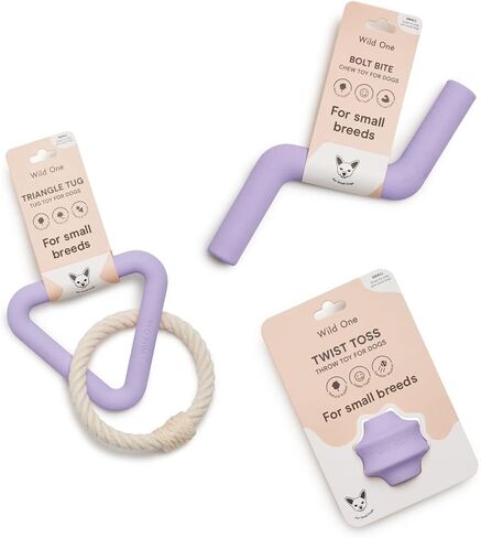 Wild One Dog Small Toy Kit for Average Chewers, Durable for Small Breeds, 100% Natural, Fetch, Tug, Chew Tan (Set of 3 Toys) in Saudi Arabia