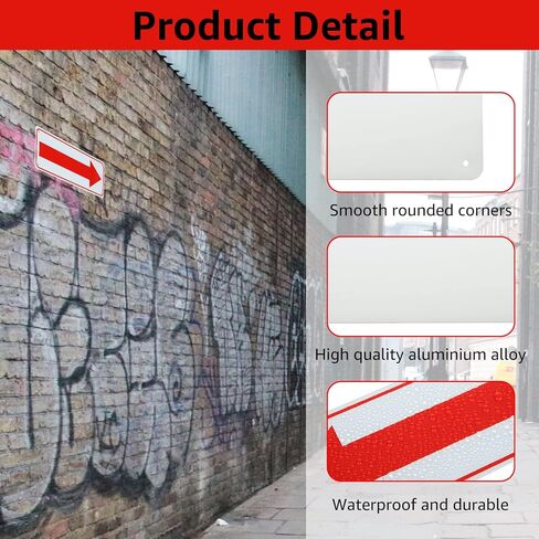 10 Pcs Arrow Sign, 10 x 3.5 Inch Aluminum Reflective Sign Rust Free Aluminum-UV Protected and Weatherproof, Metal Arrow Signs Right Arrow Sign for Indoor or Outdoor Use in Kuwait