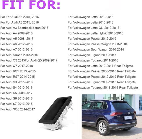 مفتاح الباب الخلفي متوافق مع Volkswagen Jetta 2010-2018 Tiguan 2009-2017 Touareg 2011-2016 Passat 2008-2010/2012-2019 مقبض تحرير 5N0827566-T زر ضغط الباب الخلفي للصندوق in Kuwait