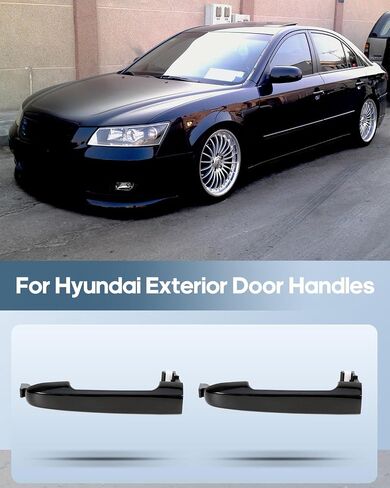 ECCPP Door Handles Exterior Outside Outer Driver Passenger Side for 2006-2010 for Hyundai Sonata Black(2pcs) in Saudi Arabia