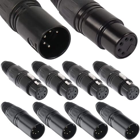 5 دبوس XLR أنثى المقابس موصلات و 5 دبوس XLR ذكر المقابس موصلات، 5 دبوس XLR ذكر أنثى التوصيل الصوت ميكروفون موصل الميكروفون لمكبر الصوت، الميكروفون، الكاميرا، مكبر للصوت (8 حزمة) in Saudi Arabia