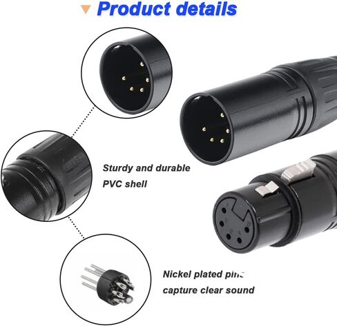 5 دبوس XLR أنثى المقابس موصلات و 5 دبوس XLR ذكر المقابس موصلات، 5 دبوس XLR ذكر أنثى التوصيل الصوت ميكروفون موصل الميكروفون لمكبر الصوت، الميكروفون، الكاميرا، مكبر للصوت (8 حزمة) in Saudi Arabia