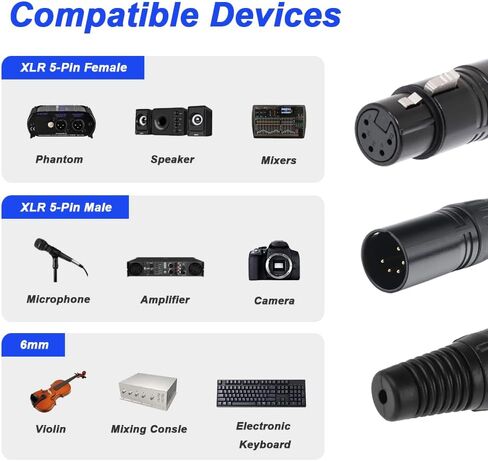 5 دبوس XLR أنثى المقابس موصلات و 5 دبوس XLR ذكر المقابس موصلات، 5 دبوس XLR ذكر أنثى التوصيل الصوت ميكروفون موصل الميكروفون لمكبر الصوت، الميكروفون، الكاميرا، مكبر للصوت (8 حزمة) in Saudi Arabia