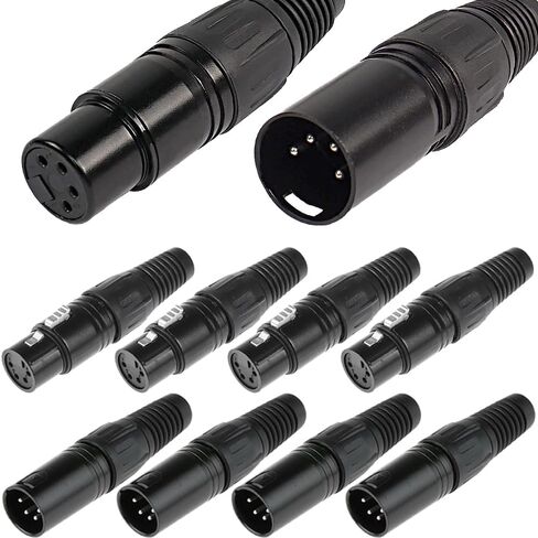 5 دبوس XLR أنثى المقابس موصلات و 5 دبوس XLR ذكر المقابس موصلات، 5 دبوس XLR ذكر أنثى التوصيل الصوت ميكروفون موصل الميكروفون لمكبر الصوت، الميكروفون، الكاميرا، مكبر للصوت (8 حزمة) in Saudi Arabia