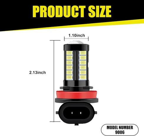 2 PCS Car 9005 LED Fog Lamp, 6500K White Bright Anti-fog Lights, 1500 Lumen 12V Plug and Play Power LED Bulbs, Universal for Car, Truck, SUV LED Light Replacement in Saudi Arabia