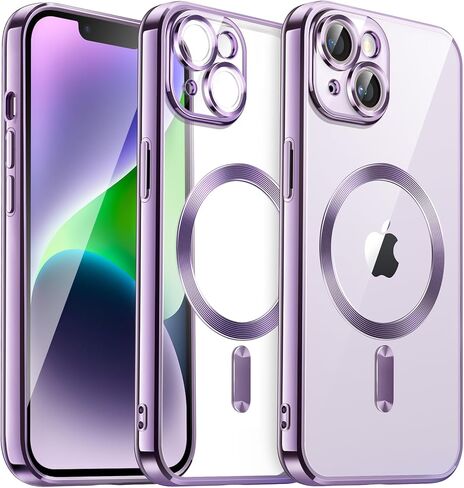 JETech Soft Clear Case for iPhone 14 Plus 6.7-Inch, Camera Lens Full Protection, Compatible with MagSafe Wireless Charging, Shockproof Electroplated TPU Phone Cover (Black) in Saudi Arabia