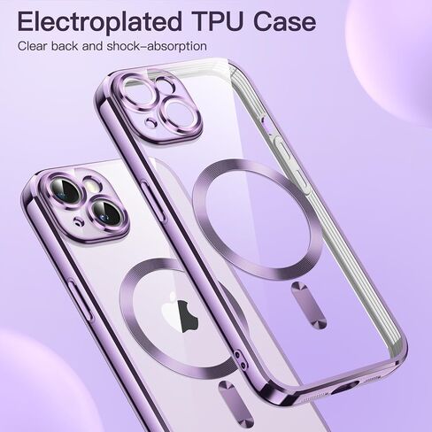 JETech Soft Clear Case for iPhone 14 Plus 6.7-Inch, Camera Lens Full Protection, Compatible with MagSafe Wireless Charging, Shockproof Electroplated TPU Phone Cover (Black) in Saudi Arabia