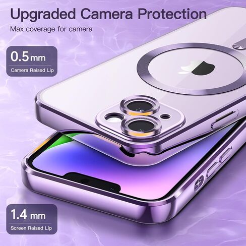 JETech Soft Clear Case for iPhone 14 Plus 6.7-Inch, Camera Lens Full Protection, Compatible with MagSafe Wireless Charging, Shockproof Electroplated TPU Phone Cover (Black) in Saudi Arabia